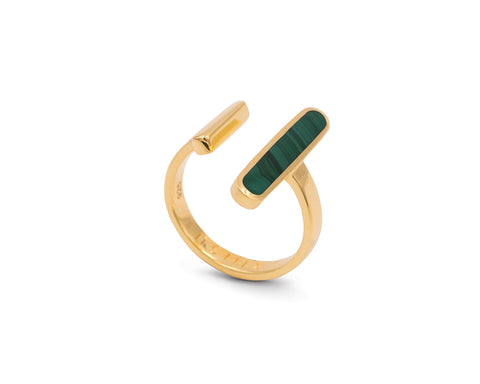 Edge Ring Gold with Chrysoprase Agate
